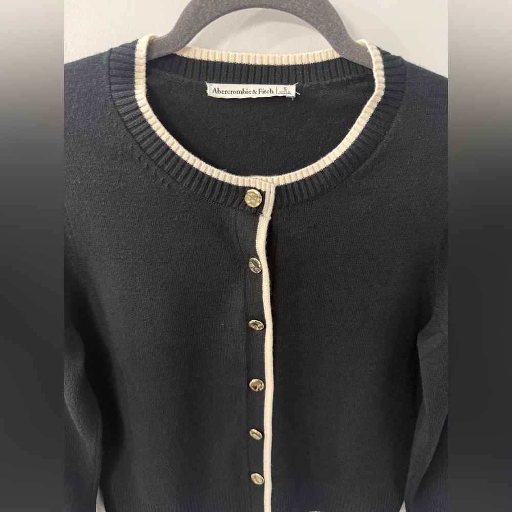 Abercrombie Black Cardigan with Gold Buttons